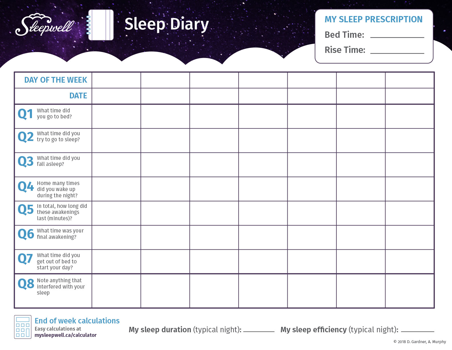 Free Printable Sleep Diary Template